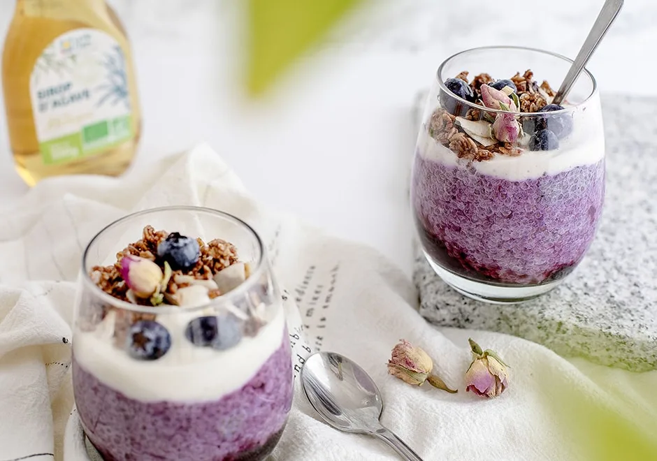 Pudding mûres, myrtilles et graines de chia