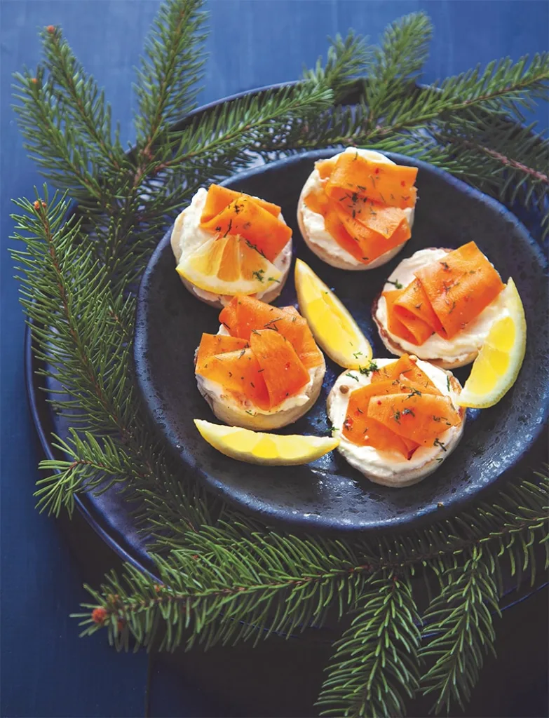 Blinis et gravlax de carotte