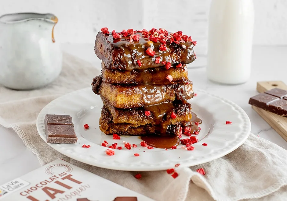 Brioche perdue au caramel et au chocolat