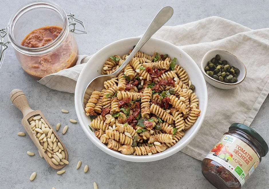 Pâtes au pesto de tomates séchées