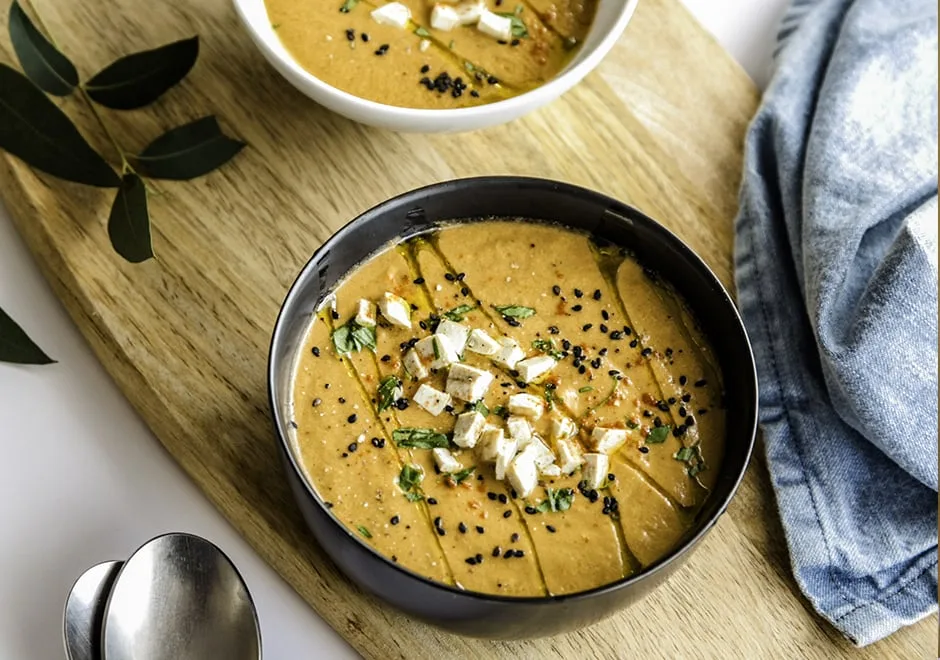 Gaspacho chaud/froid à la tomate et au tofu
