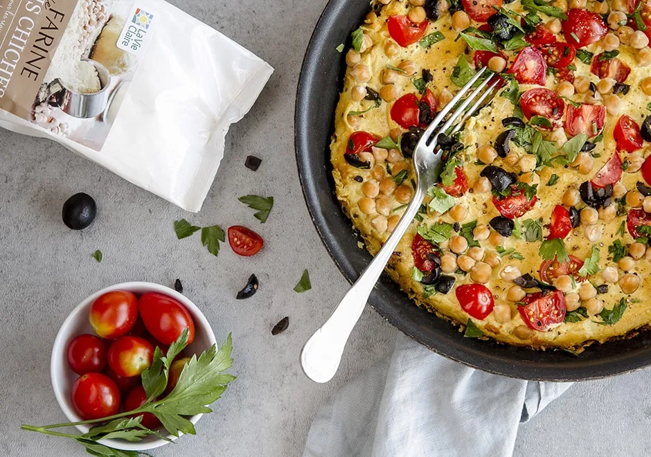 ​Omelette vegan à la farine de pois chiche et tofu soyeux