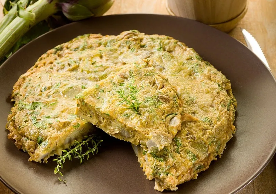 Omelette aux artichauts et au parmesan