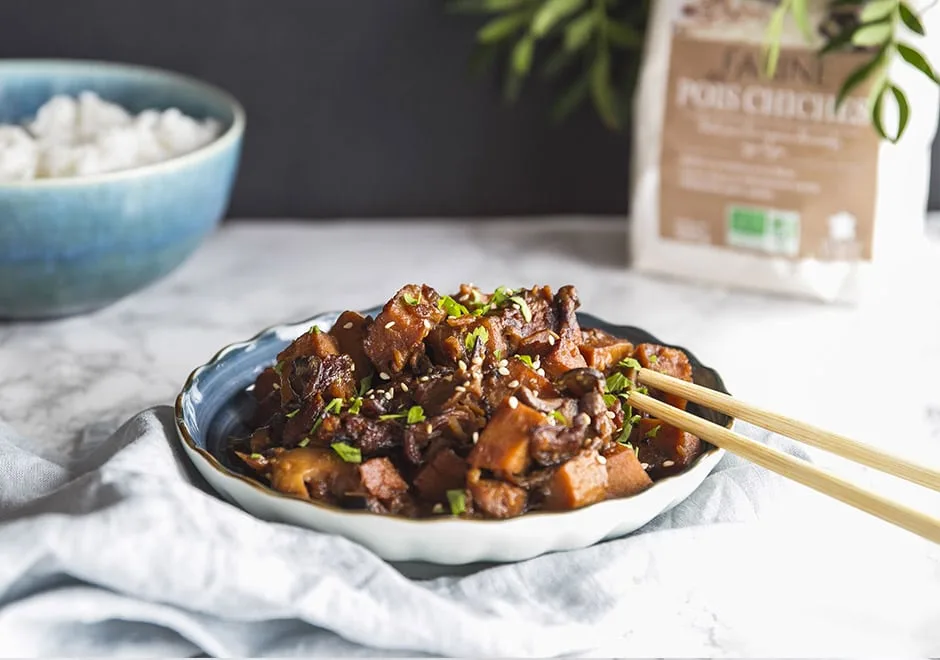 Seitan façon porc au caramel