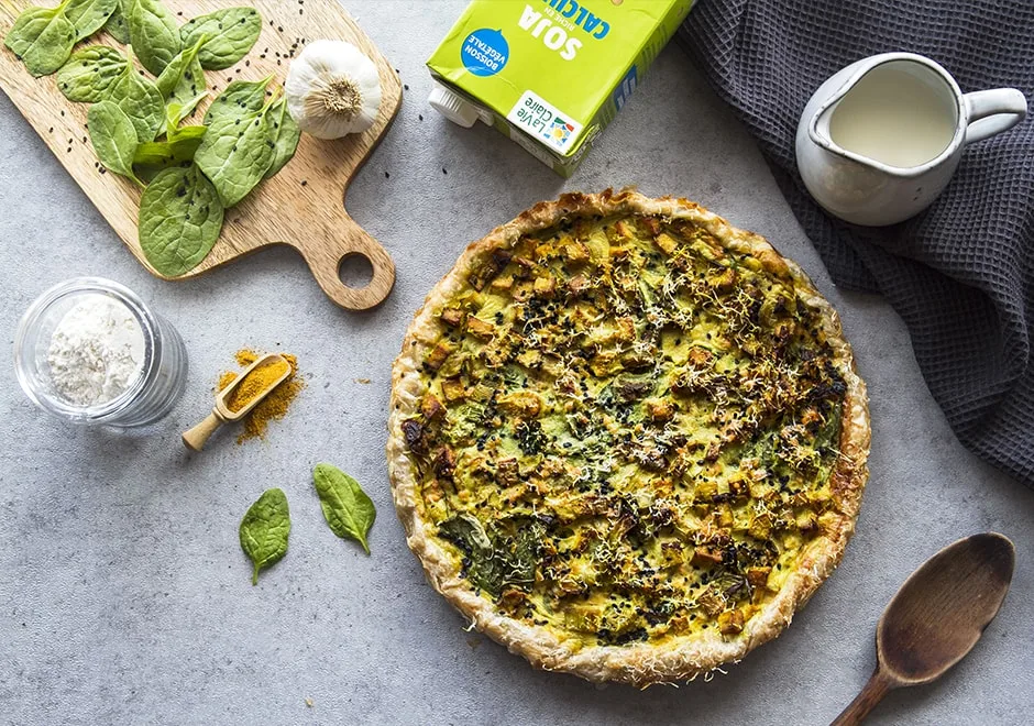Quiche au tofu épinards et poireaux