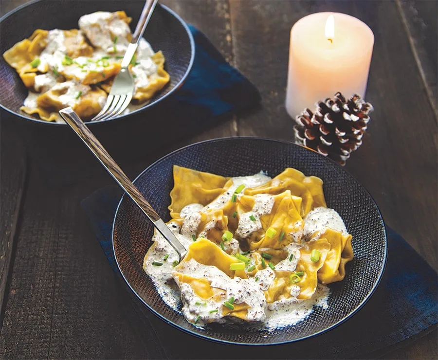 Ravioles champignons et noix