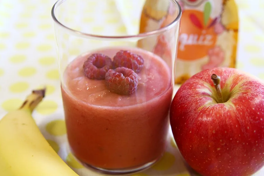 Smoothie fraicheur pomme banane framboise