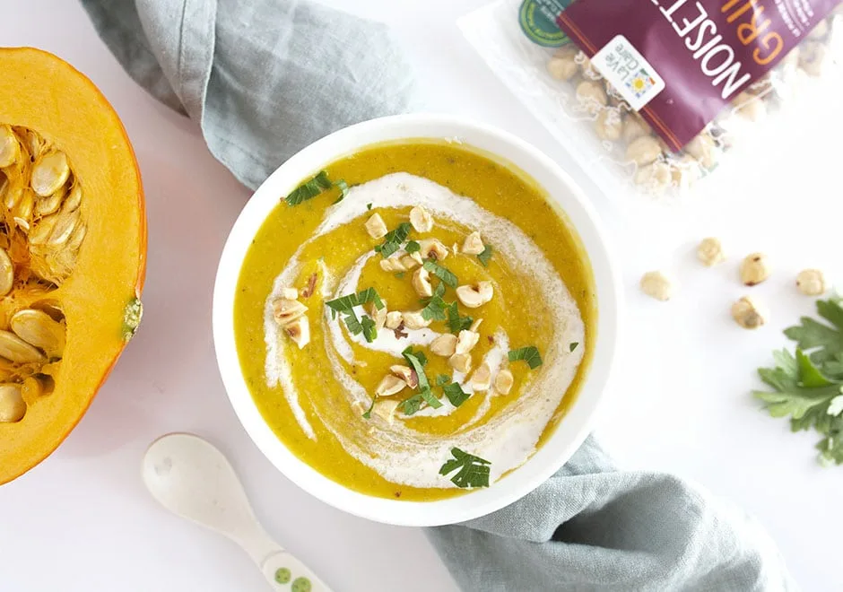 Soupe de potimarron et noisettes