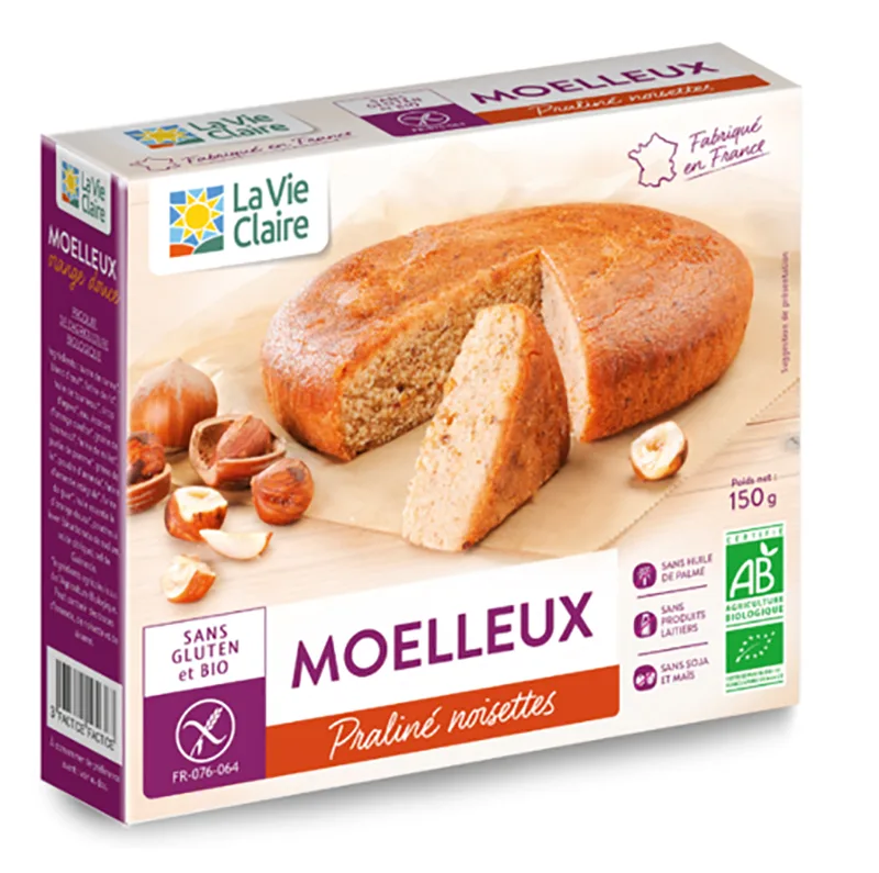 Moelleux praliné noisettes, sans gluten bio