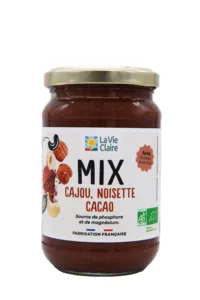 Purée cajou, noisettes toastée, cacao bio