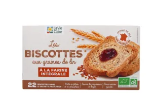 Biscottes à la farine intégrale et aux graines de lin bio