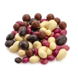Mélange de fruits secs enrobés de 4 chocolats bio