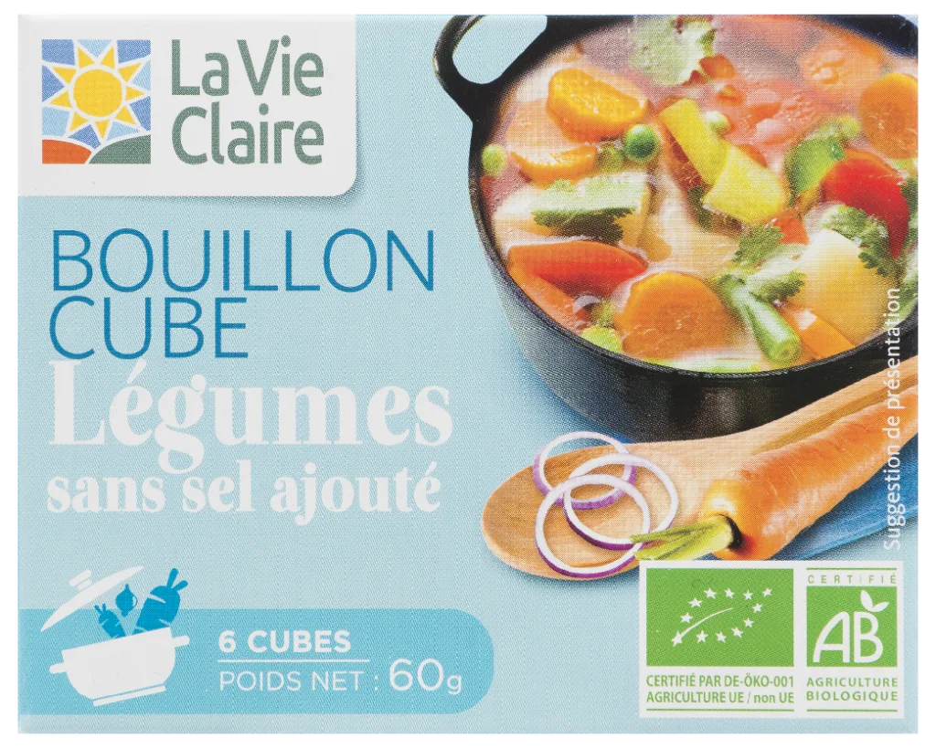 Bouillon cube de légumes sans sel ajouté bio