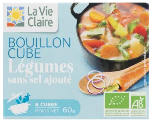 Bouillon cube de légumes sans sel ajouté bio