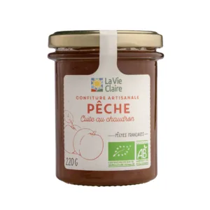 Confiture artisanale pêche cuite au chaudron bio