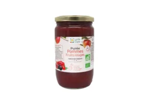 Purée de pommes et fruits rouges bio