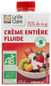 crème entière liquide 30% de matières grasses bio