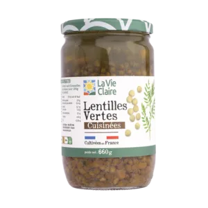 Lentilles vertes cuisinées bio