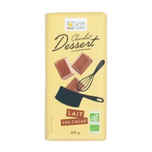 Tablette de chocolat au lait pâtissier bio