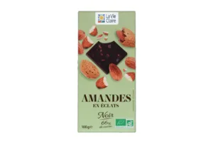 Tablette de chocolat noir aux éclats d'amandes bio