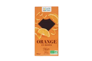 Tablette de chocolat noir à l'orange bio