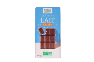 Tablette de chocolat lait crispy bio