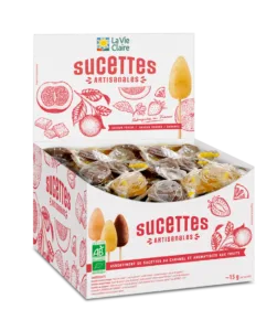 Sucettes : au caramel, saveur fraise et saveur orange