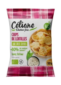 Chips de lentilles à l'ail des ours sans gluten bio