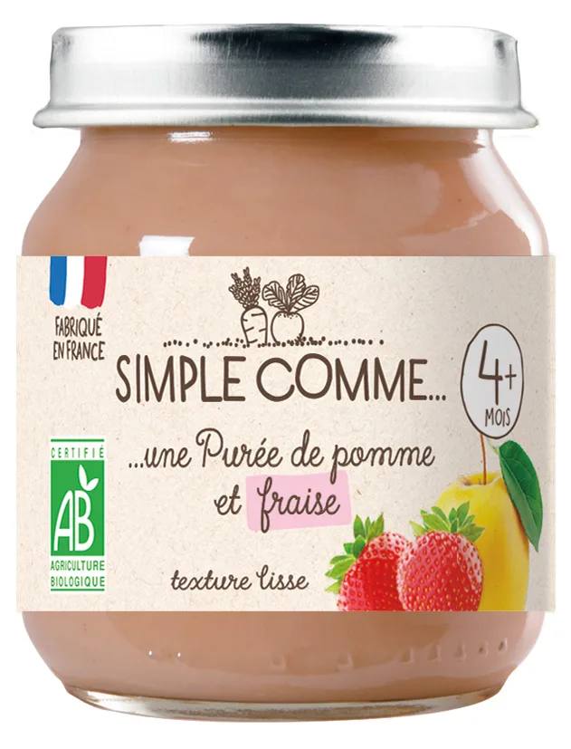 Purée de pomme et fraise bio