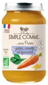Pâtes carotte épinard bio