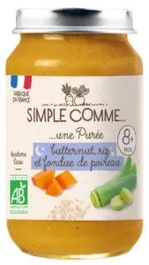 Butternut riz fondue de poireau bio