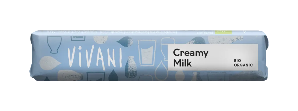 Barre de chocolat au lait onctueux fourrée à la crème de lait bio