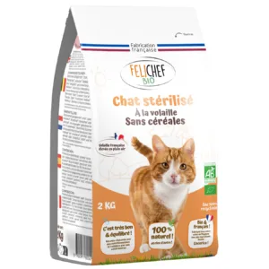 Croquettes sans céréales chat sterilisé bio