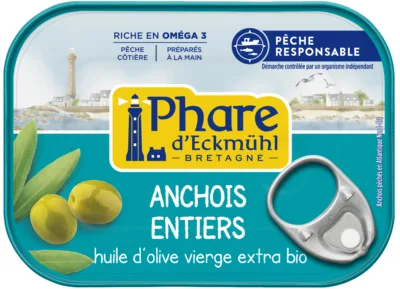 Anchois entiers à l'huile d'olive bio