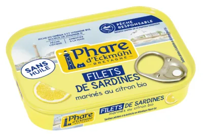 Filets de sardines marinés au citron sans huile bio