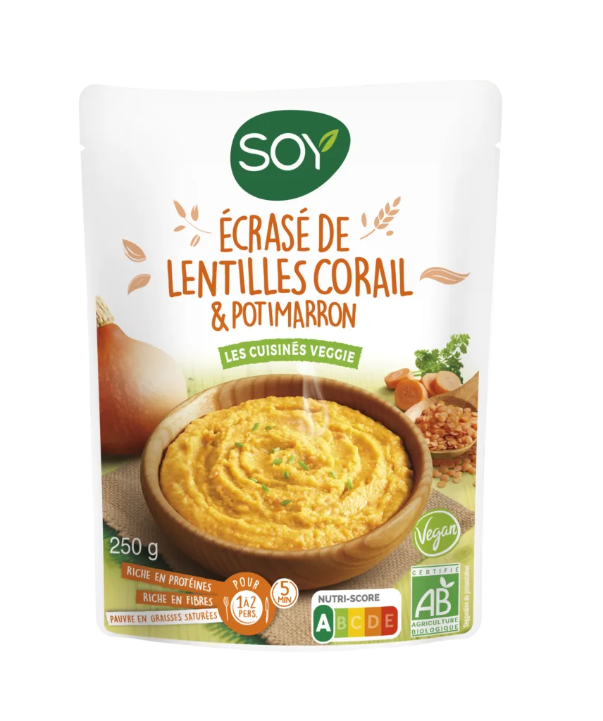 Écrasé de lentilles corail et potimarron bio