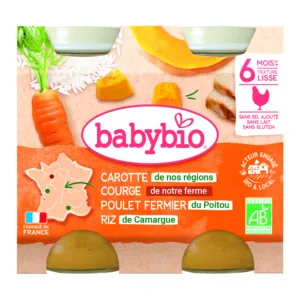 Carotte courge poulet 2 x 200 g bio