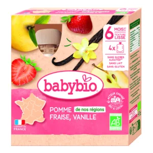 Gourde pomme fraise vanille 4 x 90 g bio