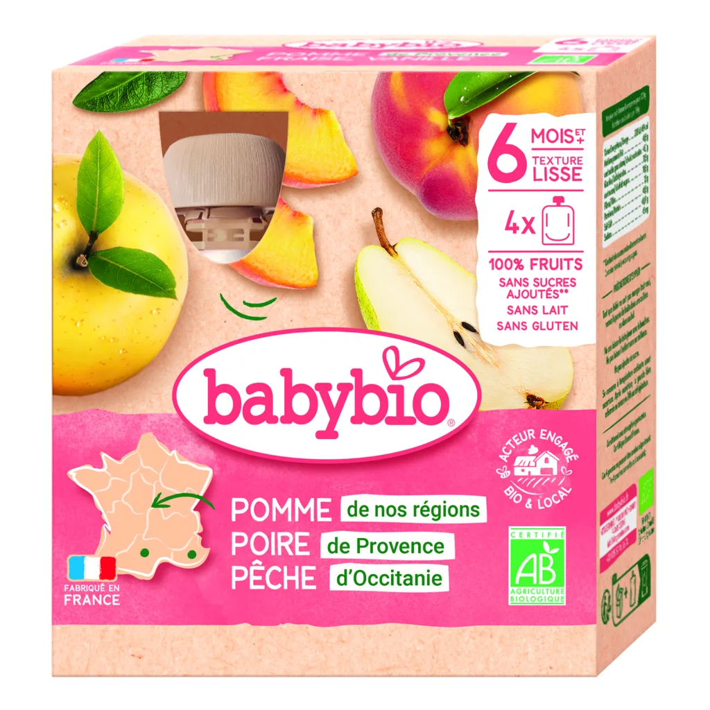 Gourde pomme poire pêche 4 x 90 g bio