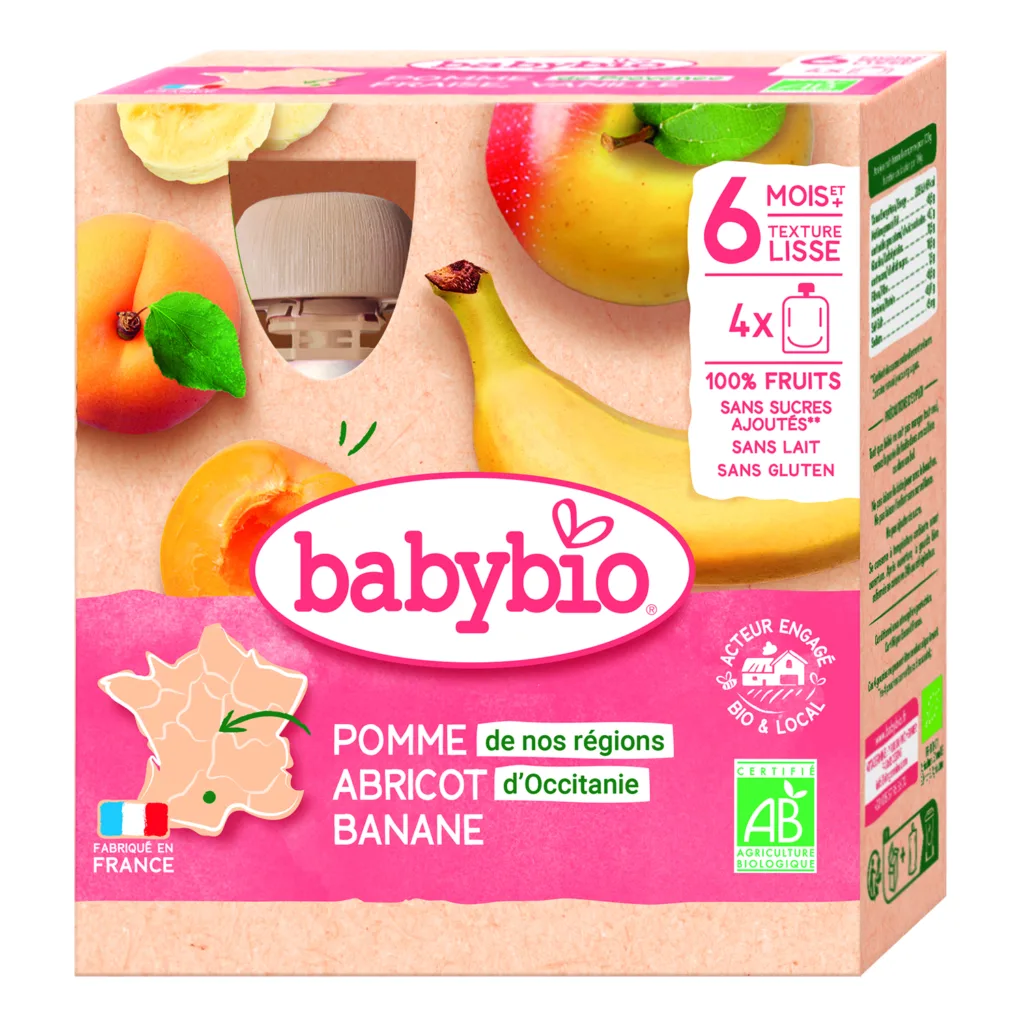 Gourde pomme abricot banane 4 x 90 g bio