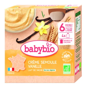 Gourde crème semoule vanille 4 x 85 g bio