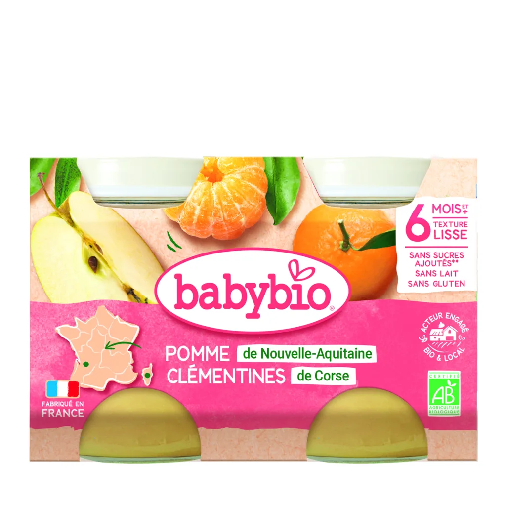 Pot pomme clémentine 2 x 130 g bio