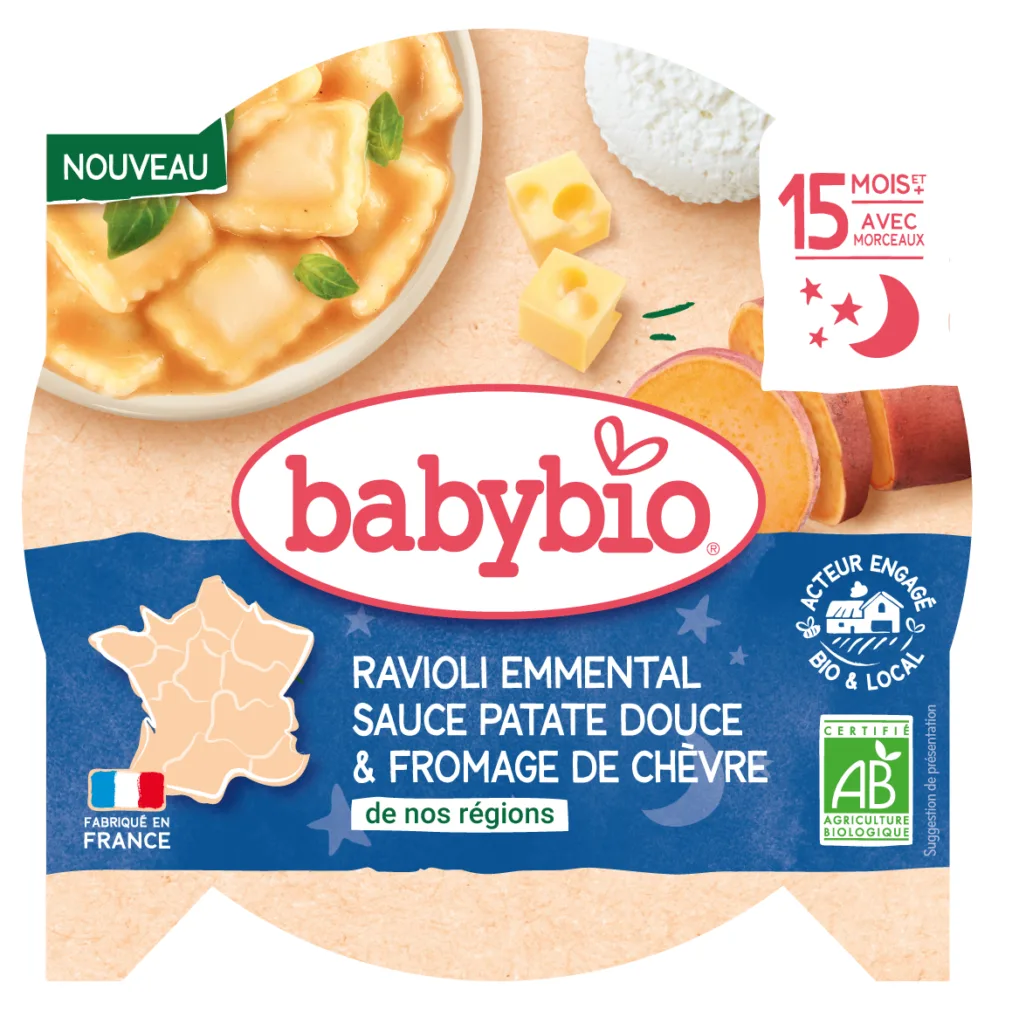 Raviolis emmental patate douce chèvre bio