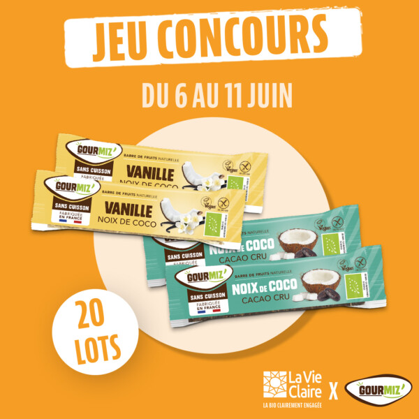[ JEU CONCOURS ] ☀ Juin, c’est le mois des beaux jours et des plaisirs gourmands ! Et quoi de mieux que les barres saines et délicieuses de Gourmiz pour en profiter ? 🍫🌿📅 Du 6 au 11 juin 2025, tentez de remporter 1 lot composé de :
🥥 2 Gourmiz Vanille Noix de Coco
🍫 2 Gourmiz Noix de Coco Cacao Cru

Pour participer, c'est très simple :
1️⃣ Abonnez-vous aux pages _lavieclaire et gourmizofficiel 
2️⃣ Commentez cette publication avec 🔥

🎁 20 gagnants seront tirés au sort le 12 juin !
Prêts à savourer un snack sain et ultra gourmand ? Bonne chance à tous ! 🍀

Règlement de jeu disponible dans le lien ci-après : https://www.gourmiz.bio/index.php?id_cms=49&controller=cms&id_lang=1

⚠ Attention aux comptes, pages et profils qui tentent d’usurper notre identité. Les gagnants du jeu-concours seront contactés uniquement via ce compte. Nous ne vous enverrons jamais vers d'autres sites et nous ne vous demanderons jamais vos coordonnées bancaires.